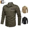 Camisa militar homens manga comprida 100% algodão militar verde homens camisas primavera outono de alta qualidade camiseta masculina roupas masculina 220401