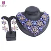 Frauen Bridal -Strass -Kristallblume Hochzeit Halskette Ohrring -Schmucksets für Bräute formelles Kleid