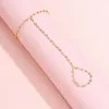 Link Chain Fashion Elegant Gold Color Faceted Beads Bracelet Finger Ring For Women Simple Connecting Hand Harness Jewelry GiftsLink Lars22