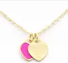 Steel Stainless Chain Enamel Double Heart Love Necklaces women necklace Fashion Trendy Paired Suspension Pendants Model Mixed 9 co299f