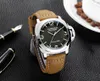 Wristwatches Automatic Self Wind Mechanical Genuine Brown Leather Strap Yellow Green Luminous 44mm Luxury Rose Gold Military Men W218z