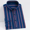 Long Sleeve Men's Striped Shirts Stretch Fabric well Fit Male dress Elastic Comfortable Pocketless casual Quality 220322