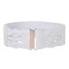 Bälten 2022 Kvinnor Pu Weave Blet Fashion Elastic Wide Belt Dress Accessories Metal Buckle Wiastband för