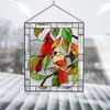 Objets décoratifs Figurines Ornements d'oiseaux Carillons éoliens One Wire High Stained Glass Suncatcher Window Panel Series Pendentif Cadeaux Birds Lov