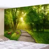 Tapestry Mountain Stream Forest Tapestry Hippie Billig stor tryckt naturkonst