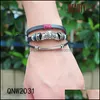 Charm Bracelets Leather Bracelet Genuine Wooden Bead Infinity Drop Delivery 2021 Jewelry Dhseller2010 Dhu95