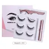 Thick Natural 3 Pairs Magnetic False Eyelashes Set Soft & Vivid Curly Crisscross Hand Made Reusable Multilayer Magnets Fake Lashes with Eyeliner Tweezer 5 Models DHL