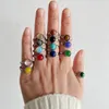 8mm Moda Yüzükler Şifa Doğal Taş Yüzük Ametist Opal Pembe Gül Kuvars Yüzükler Kadın Parti Düğün Takı Ayarlanabilir Toptan