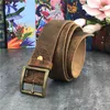 Riemen retro cowboy jeans lederen riem mannen ceinture vintage messing gesp voor lange taille gele mbt0009