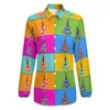 Koszulki damskie Bluzki Kolorowa muzyczna bluzka ukulele sztuka elegancka drukowana żeńska koszulka streetwearu na długim rękawie wiosenna odzież Owwrotna odzież