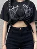 Women's Blouses & Shirts Women Harajuku Embroidery Skull Print 2022 Summer High Waist Slim Streetwear Vintage Crop Tops Camisas Mujer Blusas