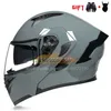 Nieuwste punt goedgekeurde veiligheid Modulaire flip motorfiets helm Voyage Racing dubbele lens helm interieur vizier