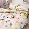 Ins Princess Pink Heart Duvet Cover Home Textile Pillow Case Bed Sheet Kids Girls Bedding Covers Set King Queen Twin Cute Kawaii