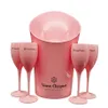 Pink Plastic Acrylic Champagne Ice Bucket Wine Champagne Flute and Glass Buckets Wine se217P