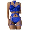 Bondage Lingerie Babydoll Reggiseno sexy Mutandine Giarrettiera Blu Verde Porno Biancheria intima esotica Pigiama Donna Bikini Lingerie Sex Come L220727