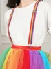 Rainbow tutu saia feminina elástica banda presente 5 camadas tule fita de tule macia bainha de meninas tetticoat midi subskirt para fantasias cosplay cpa3266 sxmy20