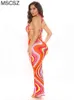Striped Women Summer Long Dress Halter Backless Twist Wrap Boho Beach Dress Sexy Bodycon Vacation Outfits Club Wear G220510