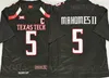 NCAA Futbol Teknoloji Kırmızı Kolej 5 Patrick Mahomes II Formalar Erkek Üniversite Nakış ve Dikiş Siyah Beyaz Takım Spor Hayranları için Nefes Alabilir Mükemmel Kalite Satışta