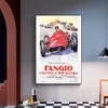 Fangio wyścigowe plakat samochodowy malarstwo płótno druk nordycki wystrój domu na ścianę obrazek do dekoracji salonu bezszrzenny