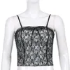 Missnight Black Floral Lace Top Ruffles Sexy Tank s Double Layers Sling Bow Gothic Streetwear Camis Vintage 220318