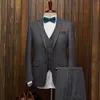 Costumes pour hommes Blazers Tweed Chevrons Mens Set Slim Fit Style 2022 Arrivées Automne Hiver Homme Vêtements Gris Blazer Gilet Pantalon Plus La Taille 3PC