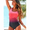 Mujer Mayo Push Up Swimwear Criss Cross Back Back Back Beach Count Count Gradient Print Plavky Sexy Women Swimsuit 220505