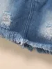 Pantaloncini di jeans a T con maniche a sbuffo in rete a pois per bambina da bambina SHE