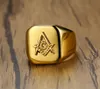 316L Stainless Steel Mason Ring Men's Master Signet Freemason Masonic Ring Gold 9-12#