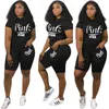 여자 트랙 슈트 여성 2 조각 의상 2022 편지 인쇄 티셔츠 탑 반바지 2 세트 캐주얼 스포츠 여자 여름 의류 도매 아이템