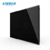 LIVOLO US Standard Touch Control Light Switches, 2 Gang 1 Way,Wall Screen Panel Switch ,Crystal Glass,AC 110-220V,Backlight Dispaly, Sensor Control