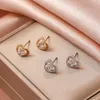 Stud Europäischen Und Amerikanischen Einfache Kristall Liebe Ohrringe Für Frauen Zirkon Pfirsich Herz Korea Elegante Mode JewelryStud Odet22 Farl22