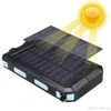 20000mah Portable Solar Power Bank Charging Mobiltelefonladdare med dubbla USB -laddningsportar LED Light Carabiner Casses