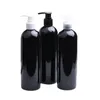 Leere Verpackung, schwarze Plastikflasche, runde Schulter, PET, schwarz, weiß, durchsichtig, Schraublotion, Presspumpe, tragbar, nachfüllbar, Kosmetikverpackungsbehälter, 400 ml