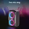 مكبرات الصوت W-king T9 Pro في الهواء الطلق محمولة 120 واط باور ستيريو لاسلكي بلوتوث مع مصابيح RGB لإدخال الغيتار دعم الحفلات