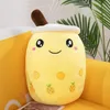 Fast Delivery 25cm 35cm 50cm Plush Toys Cute Fruit Drink Stuffed Soft Pink Strawberry Milk Boba Cup Toy Bubble Tea Pillow Cushion Kids Gift Open Surprise B0714