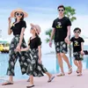 Matching Family Outfits Summer Mum Daughter Dad Son Cotton T-shirt +Pants Holiday Seaside Beach Couples Matching Clothing
