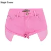 Vita bassa Macaron Pink Jeans Shorts Donna High Street Pantaloncini Donna Mujer Loose Summer Denim Korte Broek Vrouwen 210719