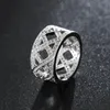 Pierścionki ślubne luksusowe sześcienne cyrkonia pierścień geometrii dla kobiet 12 szt. Panie srebrna biżuteria