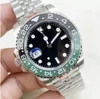 남성 시계 40mm ST9 시계는 Destro Black Green Bezel Ceramic 자동 기계적 기계적 스테인리스 스틸 Big Hagnifier Sapphire Glass Wristwatches