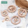 Bopoobo 5pc Holz Baby Rassel Lebensmittelqualität Material Spielzeug Holz Ring Beißring Krippe Mobile Kleinkind Spielzeug Für 220428