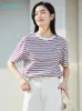 Inman zomer dames t -shirt korte mouw vrouw kleren streep casual top dames ronde kraag mode vrouw blouses ropa mujer 220527