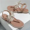 Frauen Sommer Sandalen Big Bowknot Flip Flops Strand Alias Femininas Designer Flache Sandale Mode Diamant Perle Hausschuhe