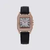 Wristwatches Fashion Square Quartz Retro Rhinestone Dial Casual Wrist Watches Leather Strap Fashionable Clock Waterproof Wristwatch For Wome