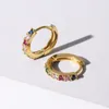 Hoop & Huggie Classic Copper Metal Huggies Small Earrings Female Gold Thin Circle CZ Charm Hoops 12mm Wedding Jewelry OorbellenHoop
