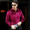 Chemises décontractées pour hommes de haute qualité automne printemps chemise en velours à fleurs pour hommes à manches longues chemises habillées en or pour hommes