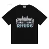 Новые мужские футболки-дизайнер Rhude Casino Роскошная летняя нишевая тенденция HD Castle Print Футболка с коротким рукавом EA4G