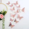 12pcs adesivo de parede de borboleta oco para decoração de casa adesivos diy para crianças salas festa decoração de casamento frigorífico