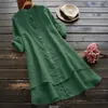 Women's Blouses & Shirts Women Fashion Long Sleeve Spring Summer Ladies Solid Color Button Cotton And Linen Blouse Tops Up Elegant ShirtsWom