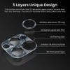 Lyxigt kameralinsskyddsfodral för iPhone 13 Pro Max 12 11 Mini Full Cover Luxury Metal Ring+Glass Camera Protection Len Glass Case