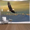 Flying Bald Eagle Forest Tapestry Psychedelic Animal Owl Leopard vägg hängande hemdekoration Tygmatta bakgrund J220804